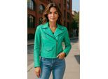 Dames Aqua Blue Classic Brando Biker leren jack - Secunda