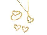 Orphelia 'Cecilia' Dames 925 Sterling Zilveren Set: Ketting + Oorbellen + Ring - Gouden SET-7584/G
