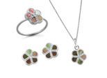 Orphelia 'Daisy' Dames 925 Sterling Zilveren Set: Necklace + Oorbellen + Ring - Zilver SET-7585