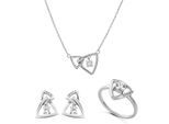 Orphelia 'Santorini' Dames 925 Sterlingen Zilveren Set: Halsketting + Oorbellen + Ring - Zilver SET-7570