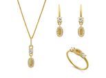 Orphelia 'Lily' Dames 925 Sterling Zilveren Set: Hanger + Oorbellen + Ring - Gouden SET-7582/G