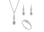 Orphelia 'Lily' Dames 925 Sterling Zilver Set: Ketting + Oorbellen + Ring - Zilver SET-7582