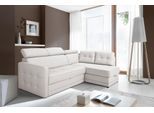 Ecksofa EXXPO - SOFA FASHION "Arles, Federkern, zeitlos, Breite 225cm, L-Form", weiß (altweiß), B:225cm H:94cm T:165cm, Kunstleder SOFTLUX;NaturLEDER (echtes Rindsleder) in Sitz und Rücken. Korpus in passendem Kunstleder SOFTLUX bezogen, Sofas, Ecksofa, wahlweise mit Bettfunktion und Bettkasten, inkl. Kopfteilverstellung