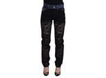 Spitzen-Einsatz Denim-Jeans Modellpan74208
