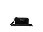 Zwarte Nylon Logo Plaquette Sleutelhanger Pouch Clutch Tas