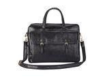 Echte leren laptoptas in zwart, met schoudertas van Satchel Messenger - Belmont
