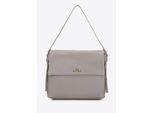 Wittchen Dames Leren Schoudertas met Decoratieve Ritsen, Grijs Natuurlijk Leer