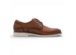 Tamaris herenschoenen van cognacbruin leer met gladde neus, elegante derbyschoenen