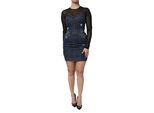 Denim Mini-jurk met Gelaagd Mesh en Versleten Effect