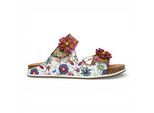 Laura Vita dames Brcyano 32 witte leren sandalen met bloemenprint en bandjes