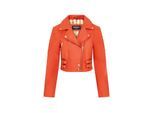 Dames Brando Cropped Oranje Leren Jas - Longtown