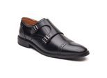 Base London Henley Monk Leer Heren Zwarte Dubbele Monk Schoenen