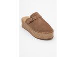 Novas Leren Platform Espadrille Muil (Dames)