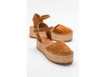 Viba Leren Espadrille Platform Sleehak Sandalen (Dames)