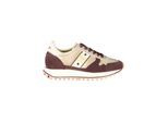 Blauer Beige Leren Dames Sneakers