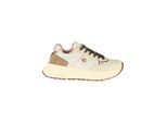 Blauer Beige Leren Dames Sneakers