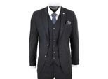 Heren 3-delige Zwarte Wol Tweed Vintage Retro Kostuum
