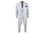 Heren grijs steen 3-delig tweed geruit pak