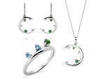 Orphelia 'Eline' Dames 925 Sterling Zilveren Set: Ketting + Oorbellen + Ring - Zilver SET-7497