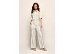 Paige Print Broek Offwhite / Zwart