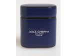 Dolce & Gabbana Blauwe Leren Logo Print Flip Houder Mannen Airpods Hoes