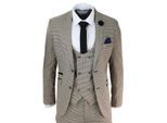 Heren 3-delig beige geruit retro vintage klassiek pak