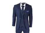 Heren 3-delige marineblauwe birdseye tweed klassieke pak