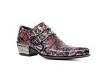 New Rock Vintage Rote Lederschnallenschuhe mit Blumenmuster-7960-S6