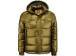 Enos Goudkleurige puffer jas met capuchon