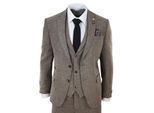 Heren Eikenbruin 3-delige Tweed Kostuum Vintage Haringbeen 1920s Retro Peaky Blinders