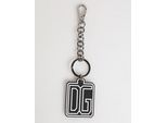 Dolce & Gabbana Schwarz Weiß DG Gummi Logo Silber Herren Schlüsselanhänger Schlüsselring