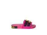 Dolce & Gabbana Pink-Black-Logo Strandflats Sandalen Schuhe