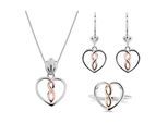 Orphelia 'Delilah' Dames 925 Zilveren Set: Halsketting + Oorbellen + Ring - Zilver/Roze SET-7475