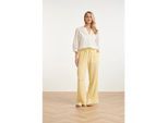 Smashed Lemon Wide leg mousseline broek met strikkoord