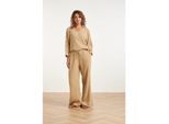 Smashed Lemon Wide leg mousseline broek met strikkoord