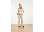 Smashed Lemon Wide leg broek met aztec print in crème en zwart