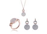 Orphelia 'Alisia' Dames 925 Sterling Zilveren Set: Halsketting + Oorbellen + Ring - Roze SET-7420