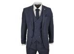 Heren blauwe wol 3-delig pak Double Breasted gilet Tweed Peaky Blinders jaren 1920