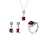 Orphelia 'Enora' Dames 925 Sterling Zilveren Set: Halsketting + Oorbellen + Ring - Zilver SET-7426/RU