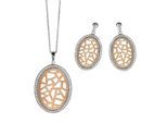 Orphelia Dames 925 Sterling Zilveren Set: Ketting-Pendant + Oorbellen - Zilver/Roze SET-064