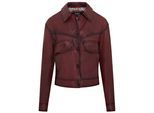 Rode retro biker leren damesjas - Kopervik
