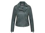 Groen leren bikerjack voor dames - Denver