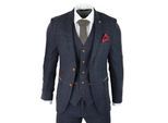 Heren Herringbone Tweed Kostuum 3-delig Marineblauw Peaky Blinders 1920s Tailored Fit