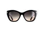 Tom Ford Cat Eye Womens Shiny Black Smoke Gray Gravient FT0940 Cara zonnebril