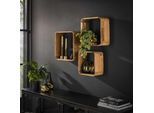Hoyz wandschap vierkant acaciahout set van 3