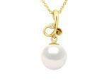 Anhänger TRIPLE KNOT Gelbgold Diamant 0,010 cts – echte Süßwasser-Zuchtperle rund 9–10 mm
