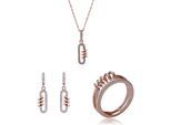 Orphelia 'Gigi' Dames 925 Sterling Zilveren Set: Halsketting + Oorbellen + Ring - Roze SET-7438