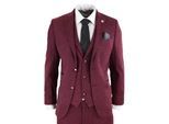 Heren 3-delig wijnvisgraatwol tweed retro pak