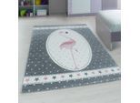 Muratap Kids flamingo vloerkleed kinderkamer grijs laagpolig- 160x230 cm