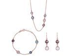 Orphelia 'Fawn' Dames 925 Sterling Zilveren Set: Ketting + Armband + Oorbellen - Roze SET-7410